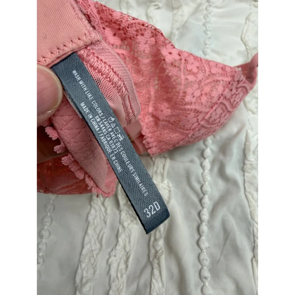 Aerie Pink Floral Lace Push Up Underwire Bra 32D